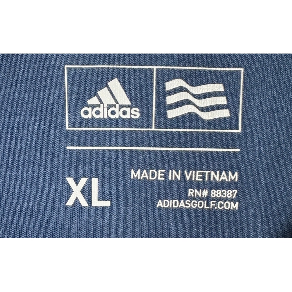 Adidas Golf Polo Shirt Mens XL Performance Navy Blue 3 Stripe Rugby Short Sleeve - Picture 4 of 8